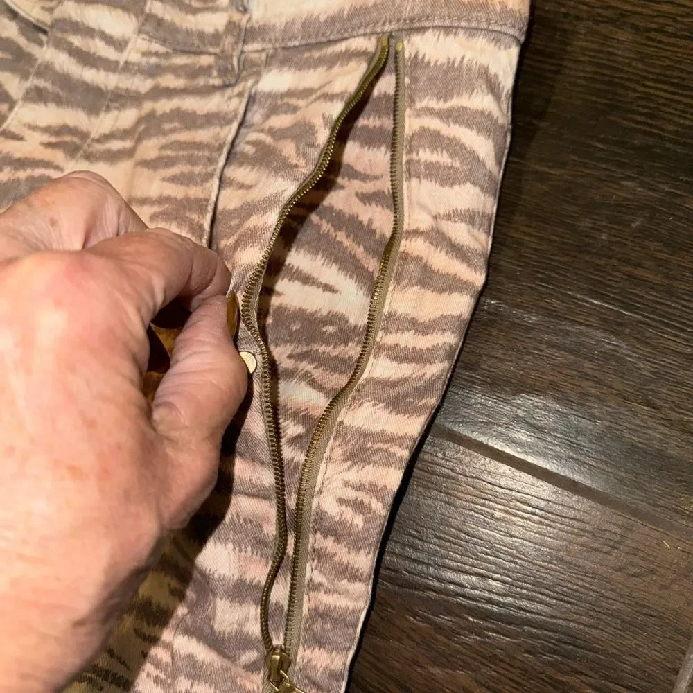 Sonia Bogner Tan and Apricot Animal print luxury jeans